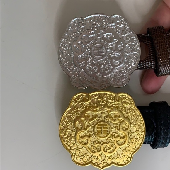 Vintage set 3 Mary McFadden Designer Belts removable buckles bundle xl - Picture 2 of 10